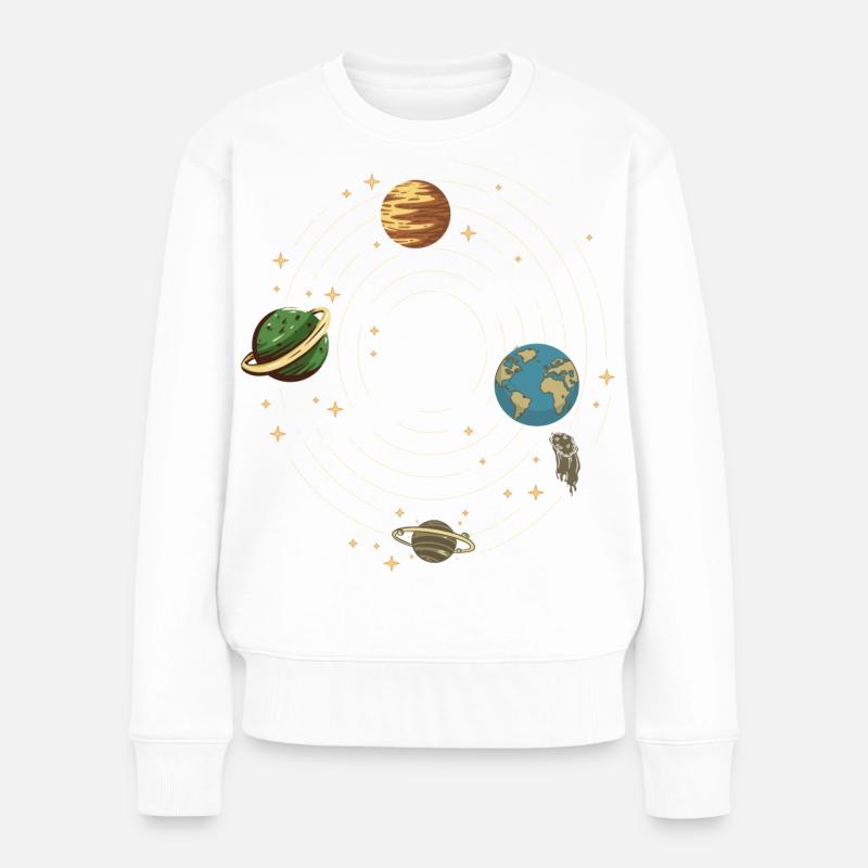 Planeten - Frauen Premium Bio Pullover - Weiß
