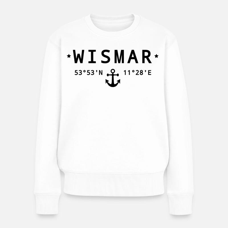 Wismar Koordinaten - Frauen Premium Bio Pullover - Weiß