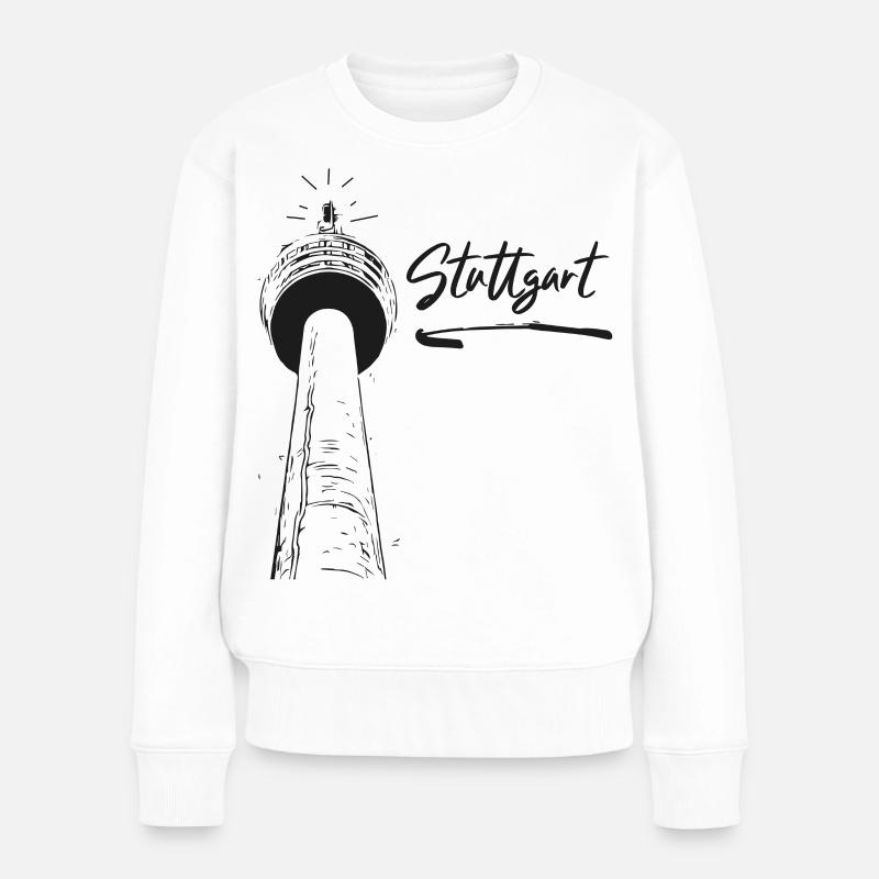 Stuttgart - Stuttgarter Fernsehturm - Frauen Premium Bio Pullover - Weiß