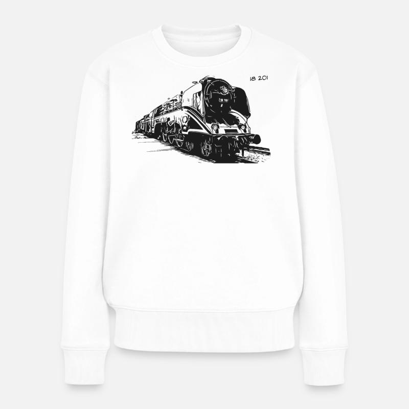 18201 Lok Dampflok 18 201er - Frauen Premium Bio Pullover - Weiß