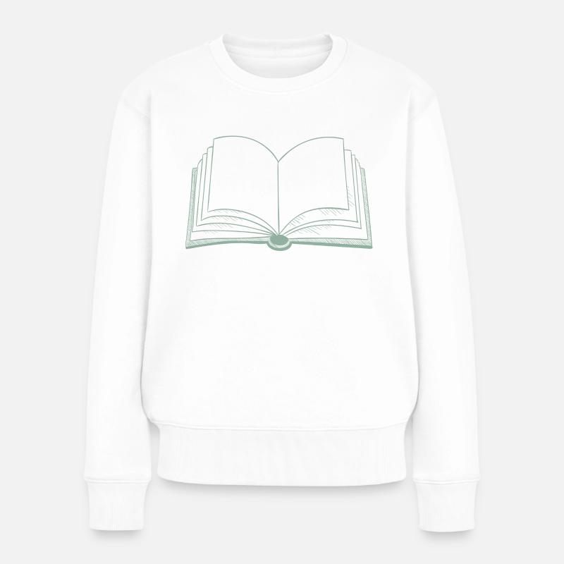 Bücher offenes Buch - Frauen Premium Bio Pullover - Weiß