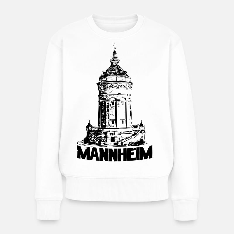 Mannheimer Wasserturm Mannheim schwarz - Frauen Premium Bio Pullover - Weiß