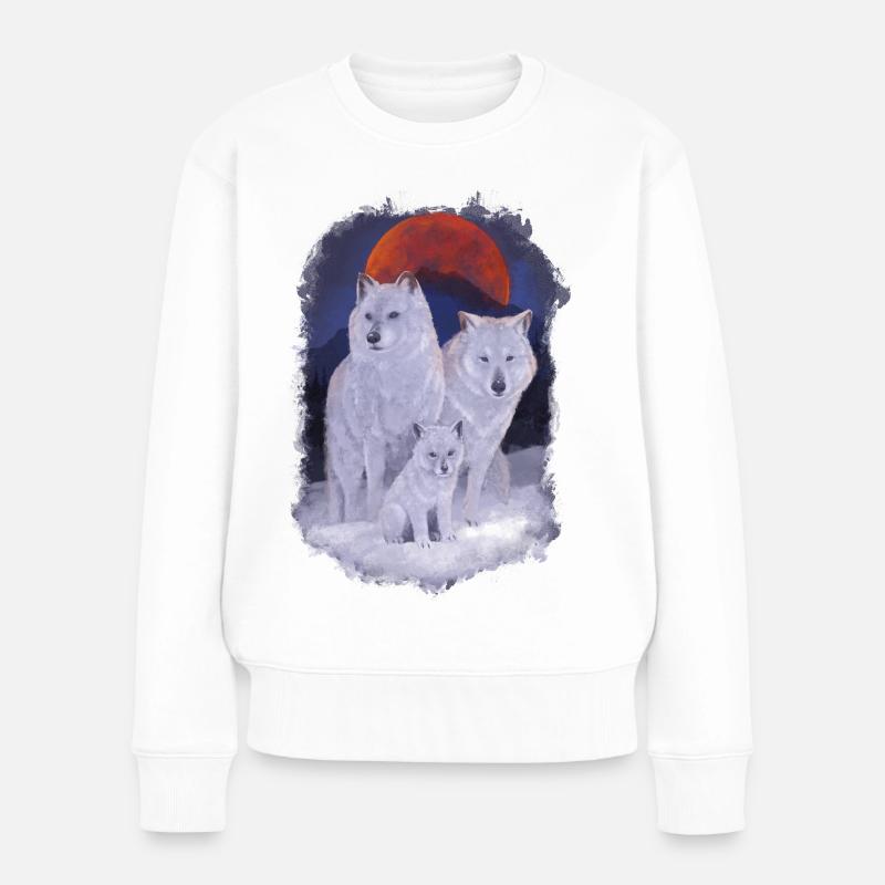 Famille Wolf - Pull Premium bio Femme - blanc