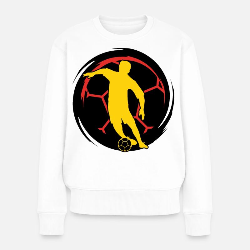 Fussball - Fussballer - Frauen Premium Bio Pullover - Weiß