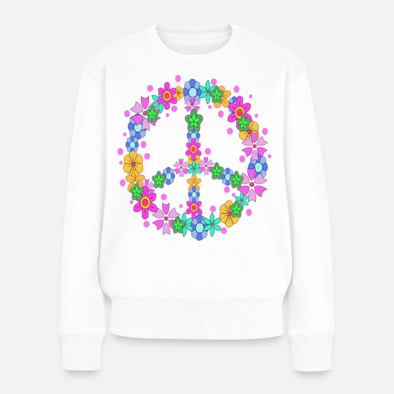 Friedenszeichen Friedensbewegung Liebe Frieden - Frauen Premium Bio Pullover - Weiß