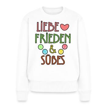 Nachspeise Herz Bonbon Süßigkeiten Statement - Frauen Premium Bio Pullover - Weiß - Vorne - Julia (174cm)
