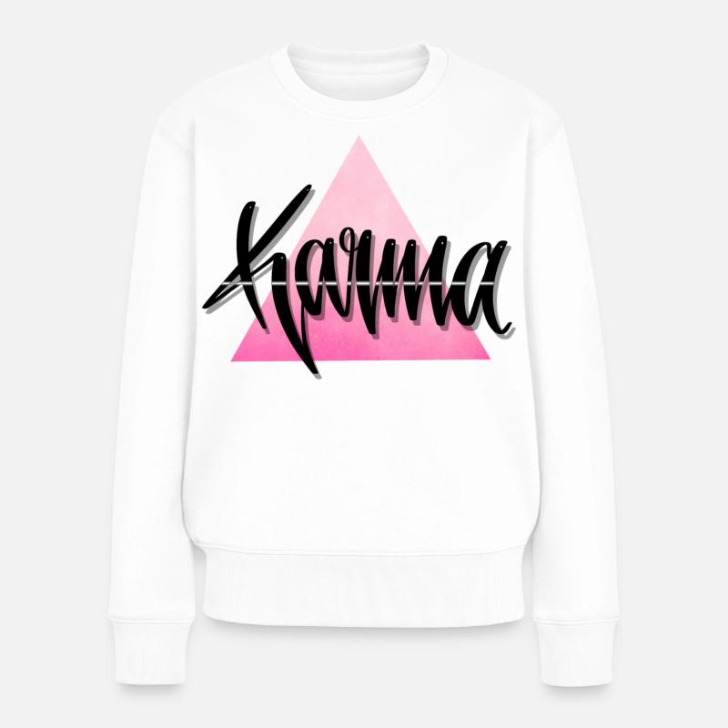 Conception de la police Karma - Pull Premium bio Femme - blanc