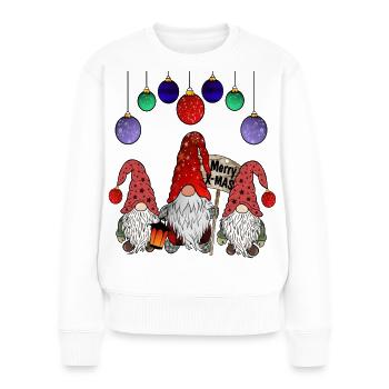 Gnome Familie Weihnachts Wichtel - Frauen Premium Bio Pullover - Weiß - Vorne - Julia (174cm)