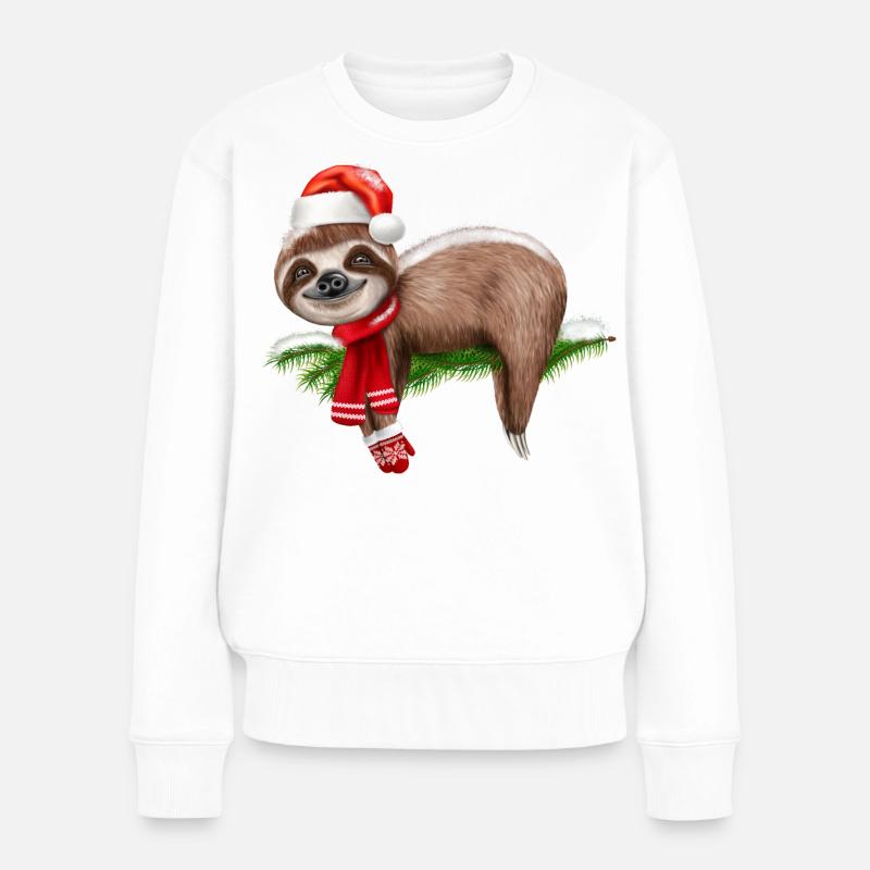 Faultier Weihnachten Weihnachtsbaum - Frauen Premium Bio Pullover - Weiß
