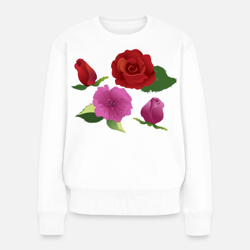 Bouquet de roses jouant des couleurs - Pull Premium bio Femme - blanc