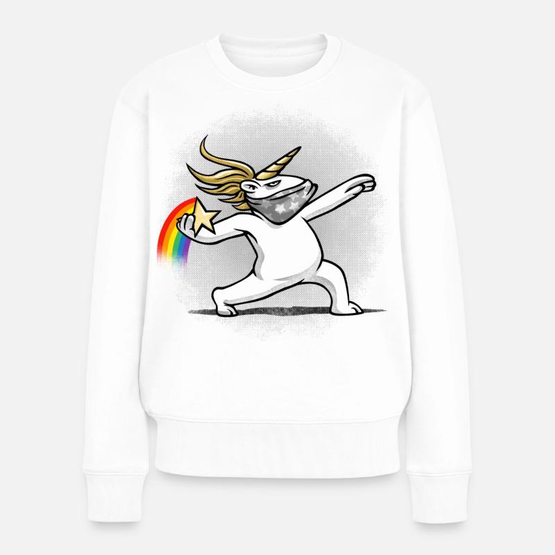 licorne rebelle - Pull Premium bio Femme - blanc