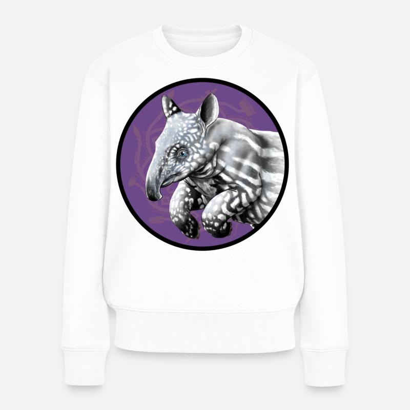 Silhouette de tapir dans un cercle violet - Pull Premium bio Femme - blanc