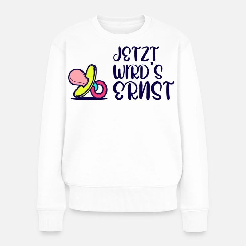 Elternschaft Eltern Geburt Statement Schwanger - Frauen Premium Bio Pullover - Weiß