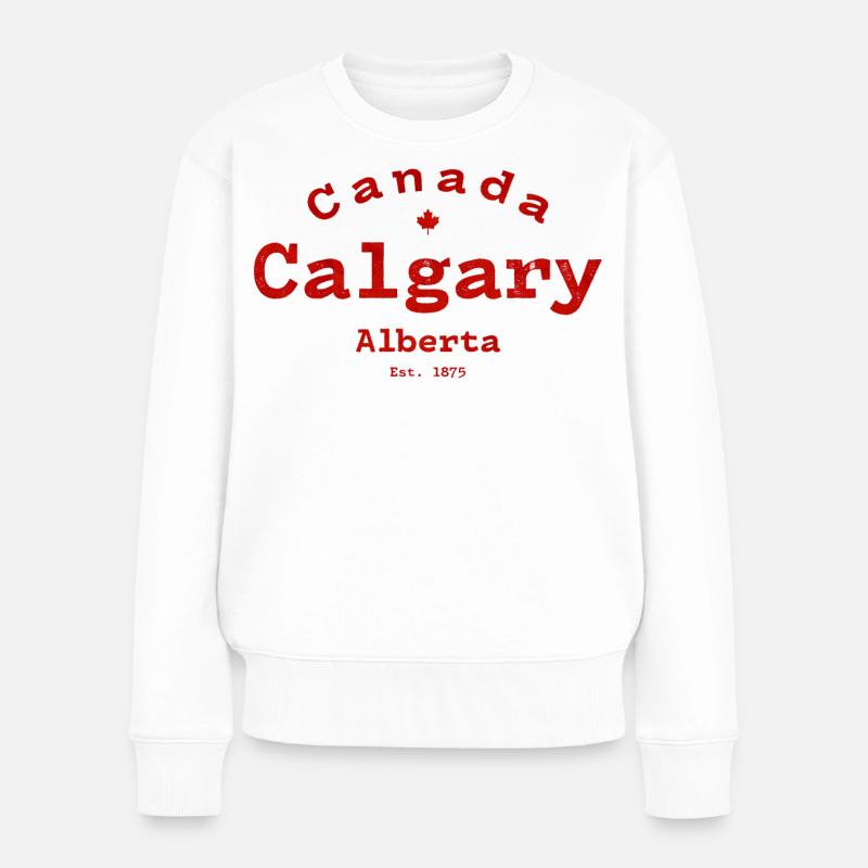 Vintage Calgary Kanada - Frauen Premium Bio Pullover - Weiß