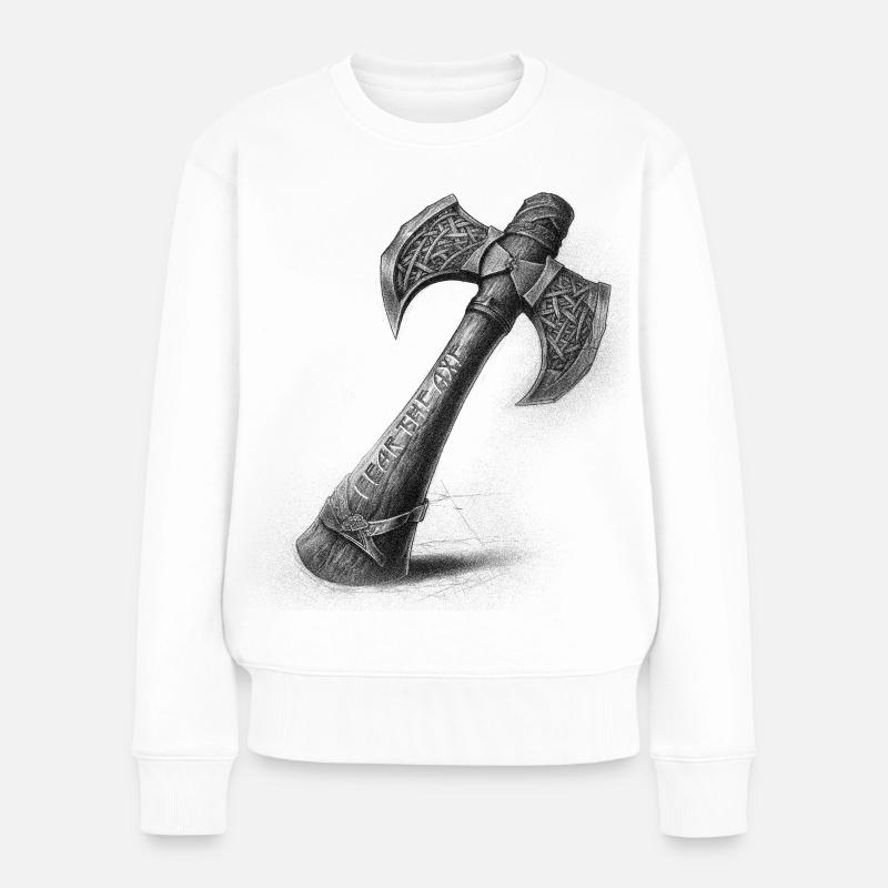 Fear the axe Wikinger Axt - Frauen Premium Bio Pullover - Weiß