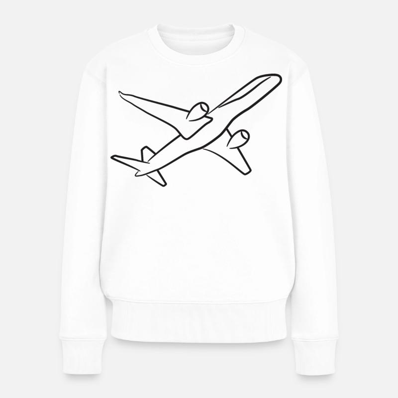 Flugzeug - Frauen Premium Bio Pullover - Weiß