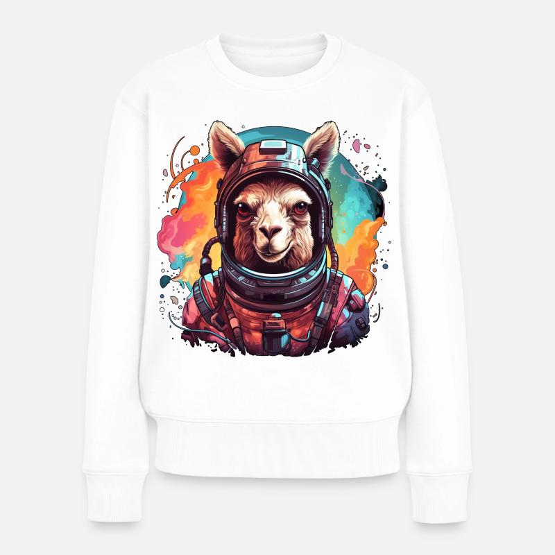 L’astronaute Lama - Pull Premium bio Femme - blanc
