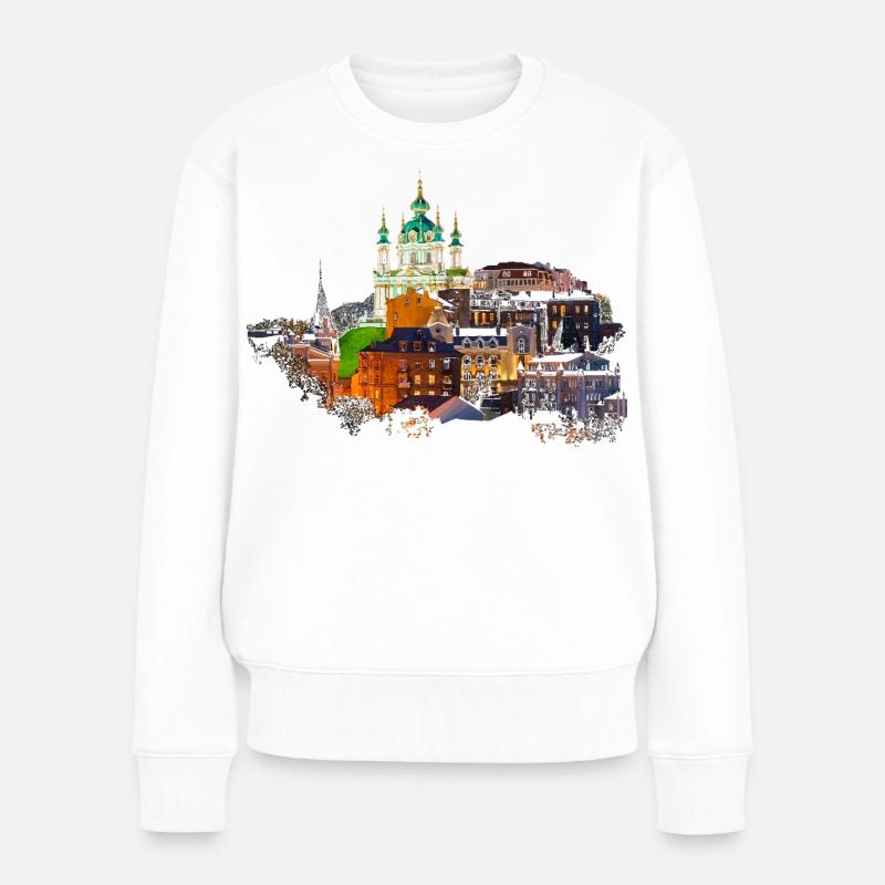 Kiew - Frauen Premium Bio Pullover - Weiß