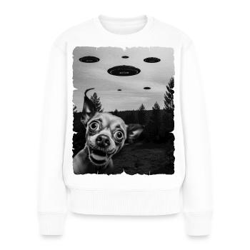 Chihuahua Alien Invasion UAP Weirdcore - Women's Premium Organic Jumper - white - Front - Julia (174cm)