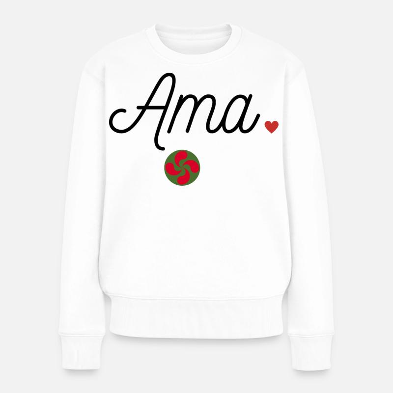 Ama et Lauburu. Maman en Basque - Pull Premium bio Femme - blanc