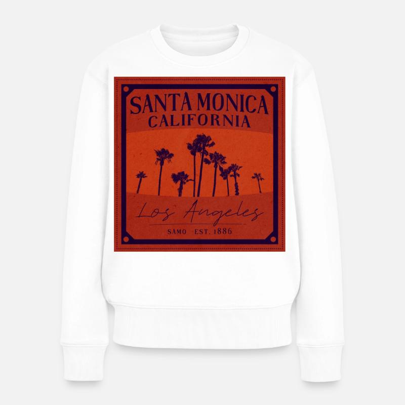 Santa Monica Vintage Design – LA Vibes - Frauen Premium Bio Pullover - Weiß
