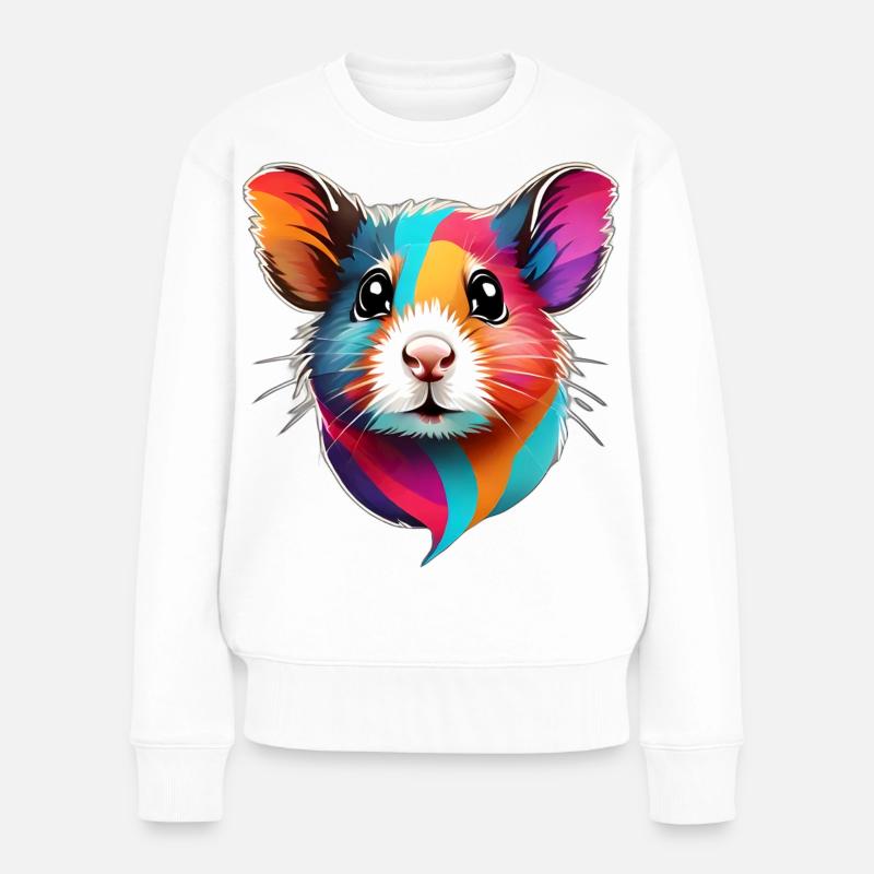 visage de hamster coloré - Pull Premium bio Femme - blanc