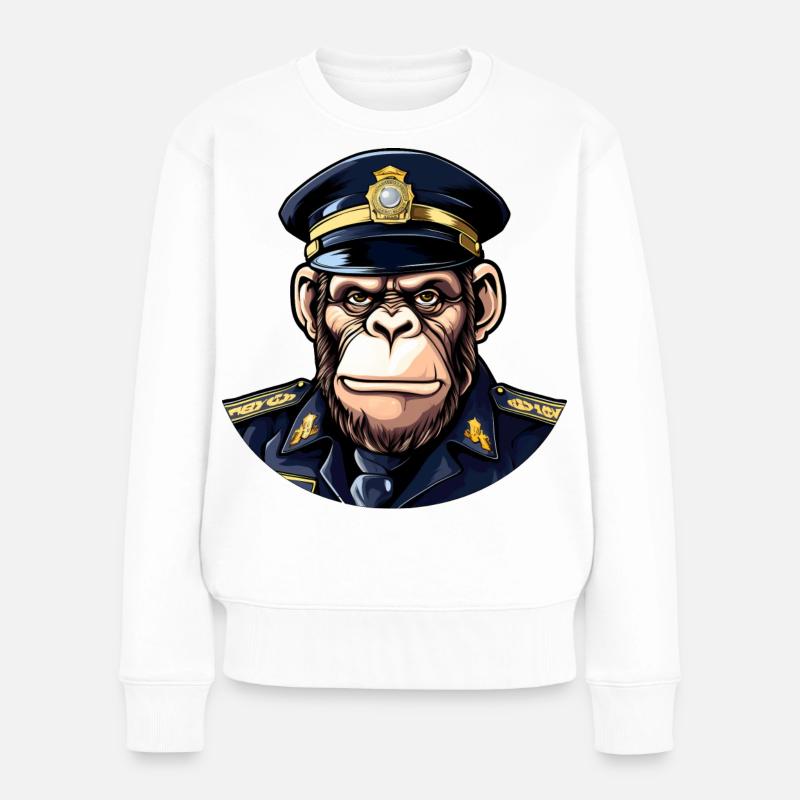 Chimpanzee Policeman - Women's Premium Organic Jumper - white