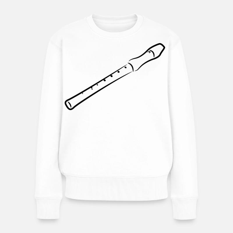Flöte Zeichnung - Frauen Premium Bio Pullover - Weiß