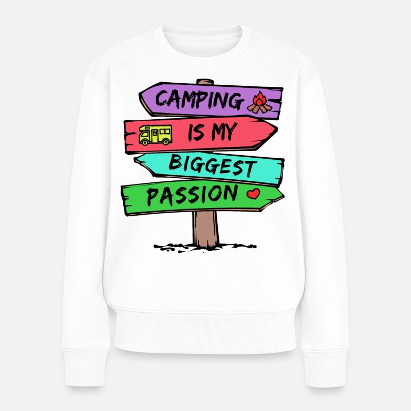 Camping Statement Wohnwagen Camper Urlaub Wanderer - Frauen Premium Bio Pullover - Weiß