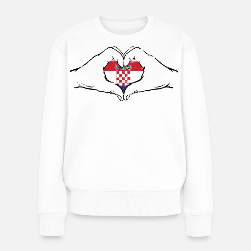 Kroatien Flagge Herzform used - Frauen Premium Bio Pullover - Weiß
