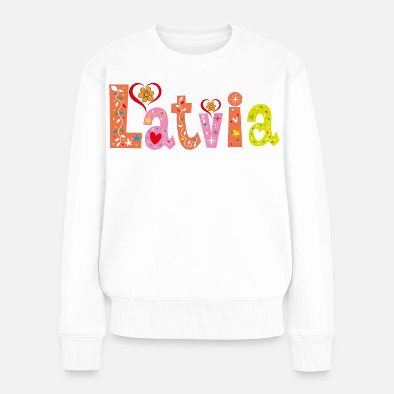 Personalisierter Name Lettlands - Frauen Premium Bio Pullover - Weiß