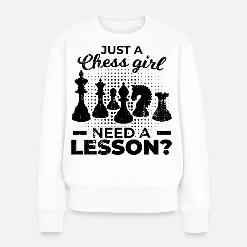 Drôle de fille d’échecs - Pull Premium bio Femme - blanc
