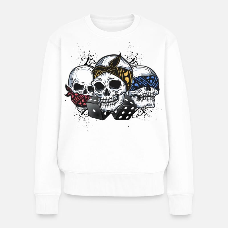 Des crânes avec bandana ! - Pull Premium bio Femme - blanc