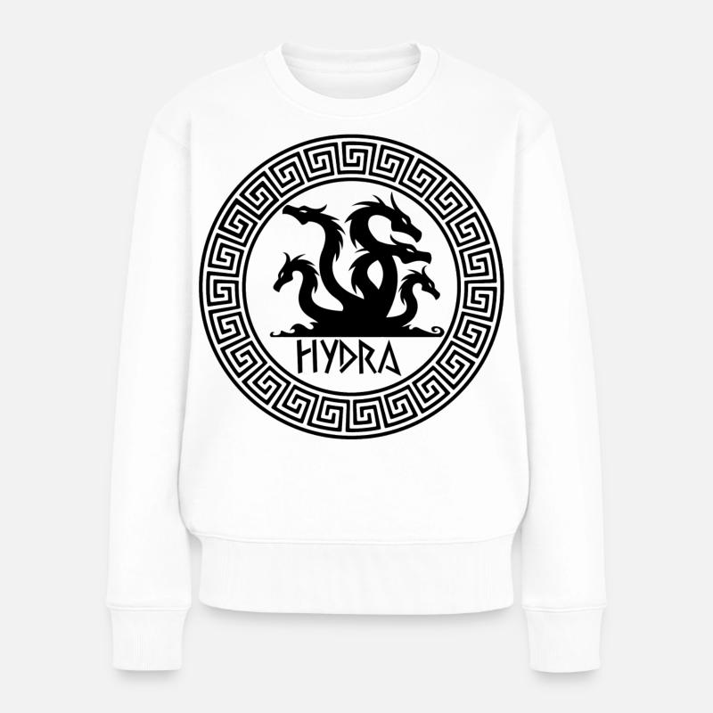 Schwarzes Hydra-Symbol - Frauen Premium Bio Pullover - Weiß