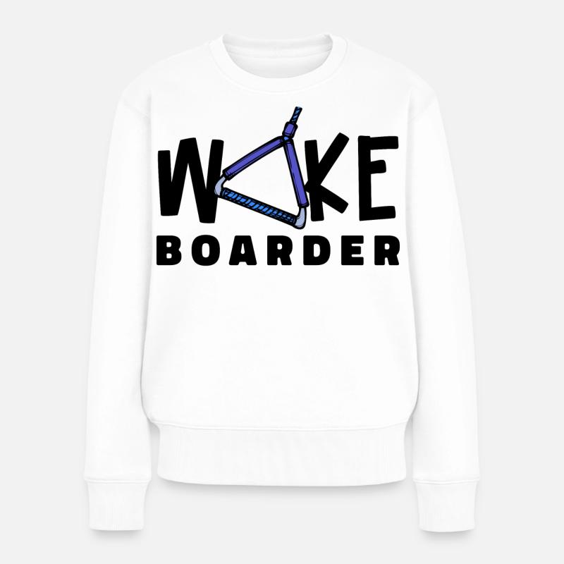 Wakeboard Statement Wasserski Welle Kitesurfer - Frauen Premium Bio Pullover - Weiß