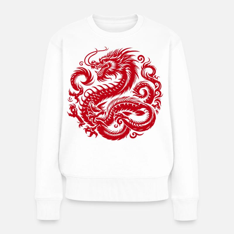 Chinesisches Drachen-Tattoo - Frauen Premium Bio Pullover - Weiß