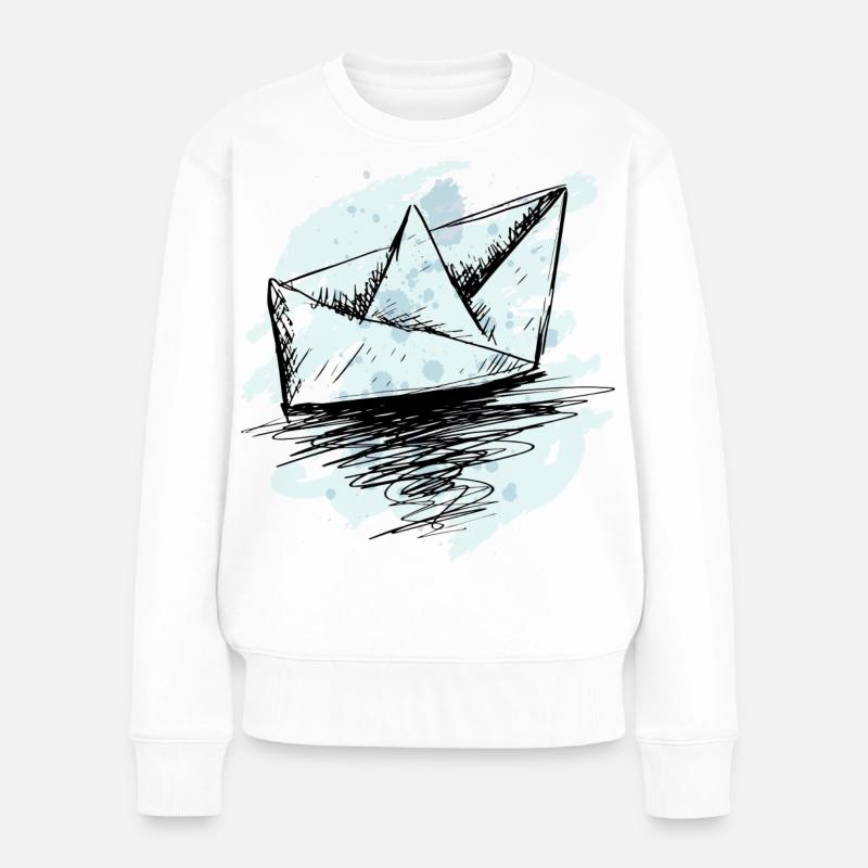 Teal Splash Origami-Boot - Frauen Premium Bio Pullover - Weiß