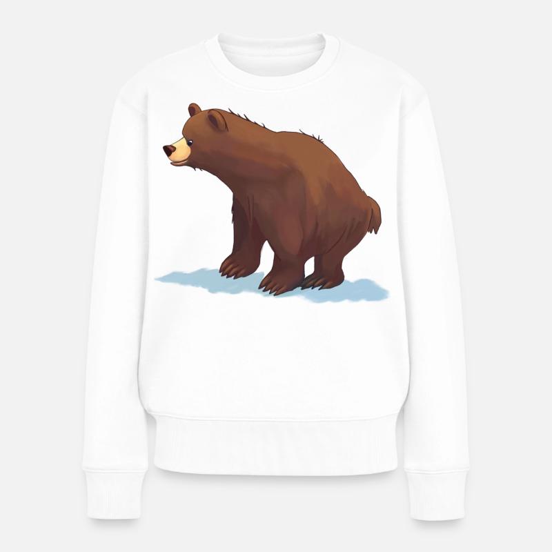 Braunbär (Gemälde) - Frauen Premium Bio Pullover - Weiß