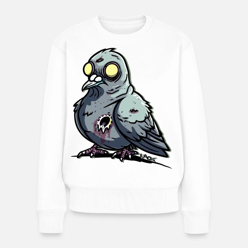 Blinde gruselige Zombie Taube - Frauen Premium Bio Pullover - Weiß