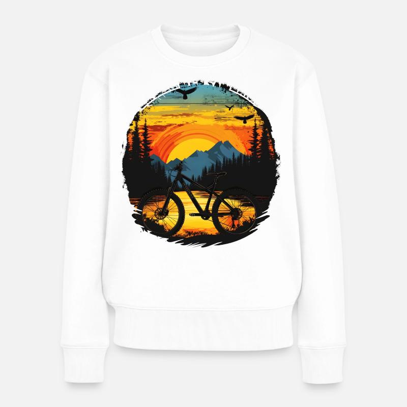 Mountainbiking Porträt - Frauen Premium Bio Pullover - Weiß