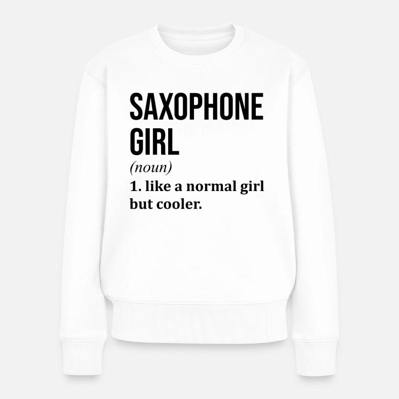 Saxophon - Frauen Premium Bio Pullover - Weiß