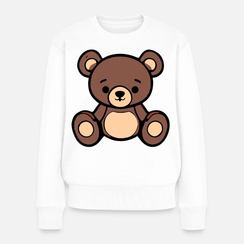 Kuschelbär Illustration - Frauen Premium Bio Pullover - Weiß