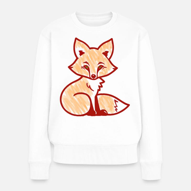 Renard roux (rouge) - Pull Premium bio Femme - blanc