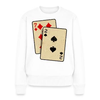 Poker Kartenspiel Glücksspiel Casino Pokerrunde - Frauen Premium Bio Pullover - Weiß - Vorne - Julia (174cm)