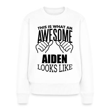 Aiden - Women's Premium Organic Jumper - white - Front - Julia (174cm)