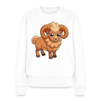 Ram Niedliche Maskottchen Zeichentrickfigur Kawaii - Frauen Premium Bio Pullover - Weiß - Vorne - Julia (174cm)