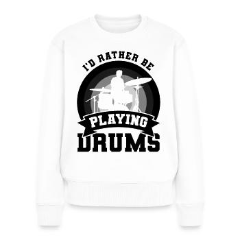 Blague sur le batteur - Pull Premium bio Femme - blanc - Devant - Julia (174cm)