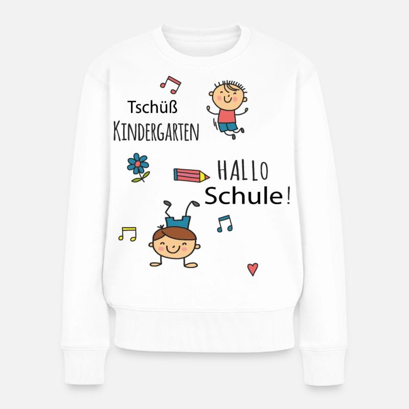 Tschüß Kindergarten, Hallo Schule - Frauen Premium Bio Pullover - Weiß