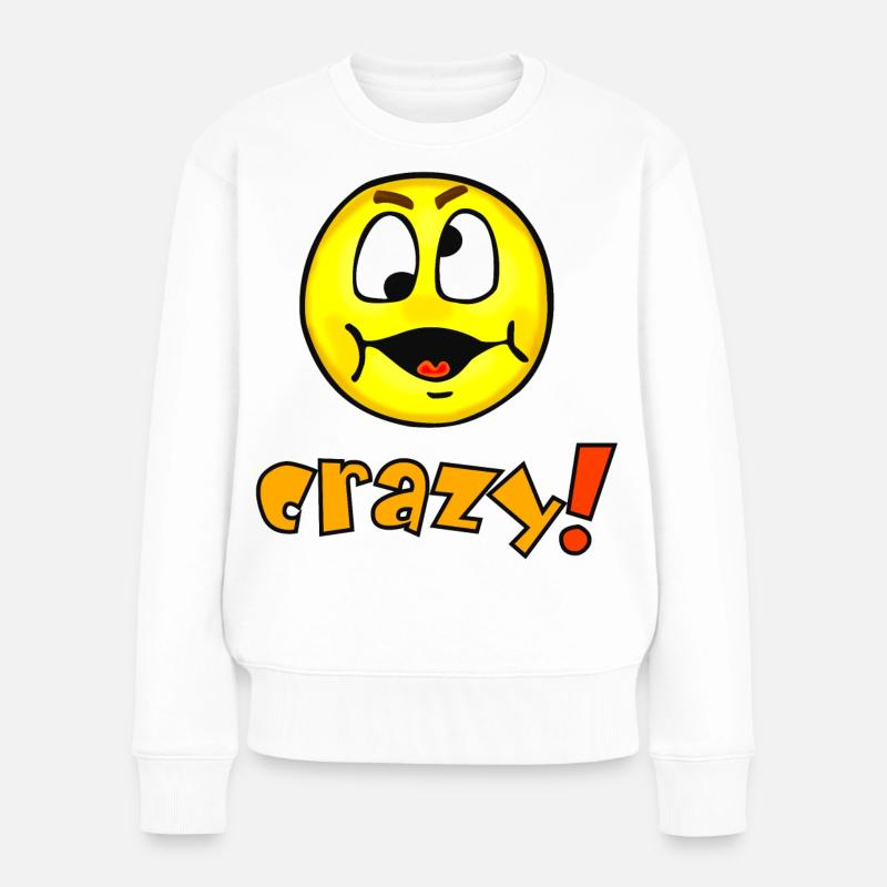 crazy - Émoticône drôle folle - Pull Premium bio Femme - blanc