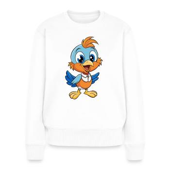 Thrush Niedliche Zeichentrickfigur Kawaii Clipart - Frauen Premium Bio Pullover - Weiß - Vorne - Julia (174cm)